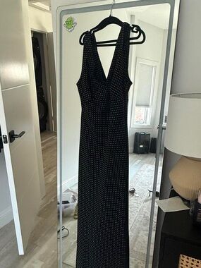 Black Polka Dot V-Neck Maxi Dress